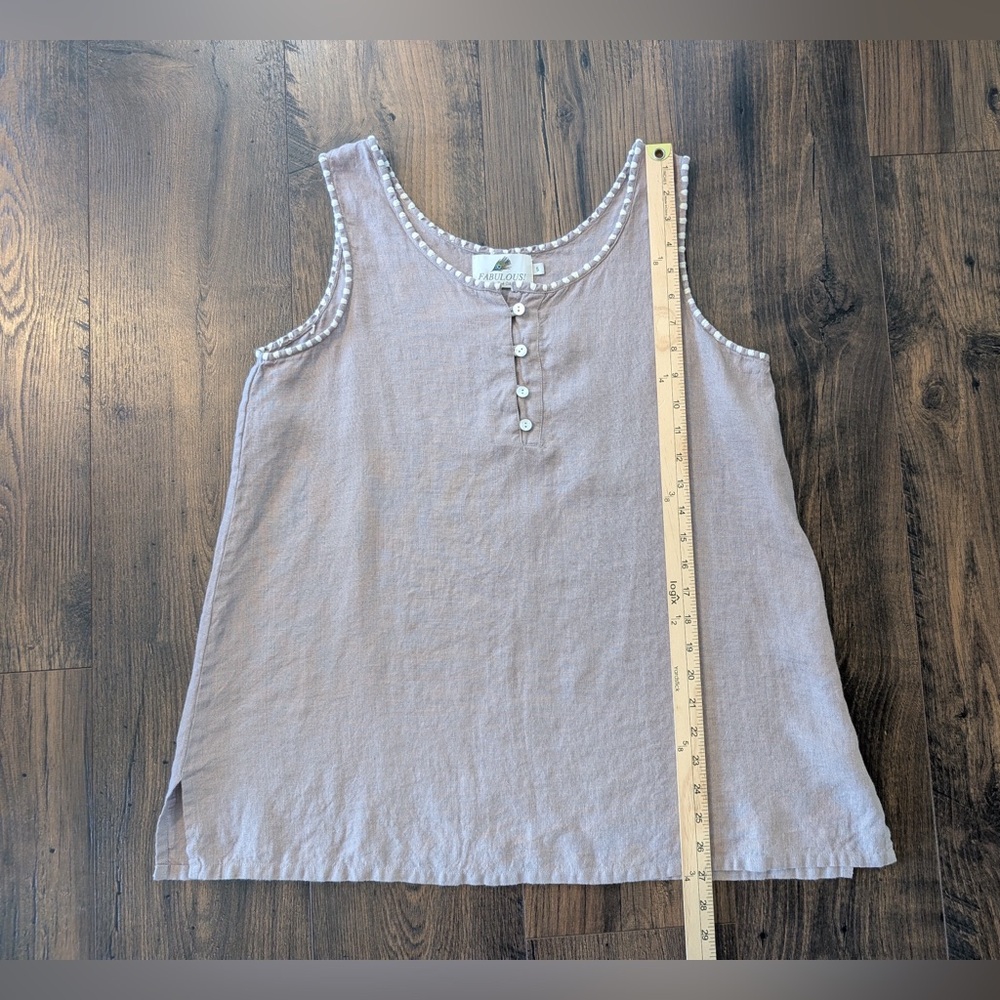 FABULOUS! New York City Women’s Tank Tan Lagenlook Relaxed Fit Size Small - Picture 5 of 6